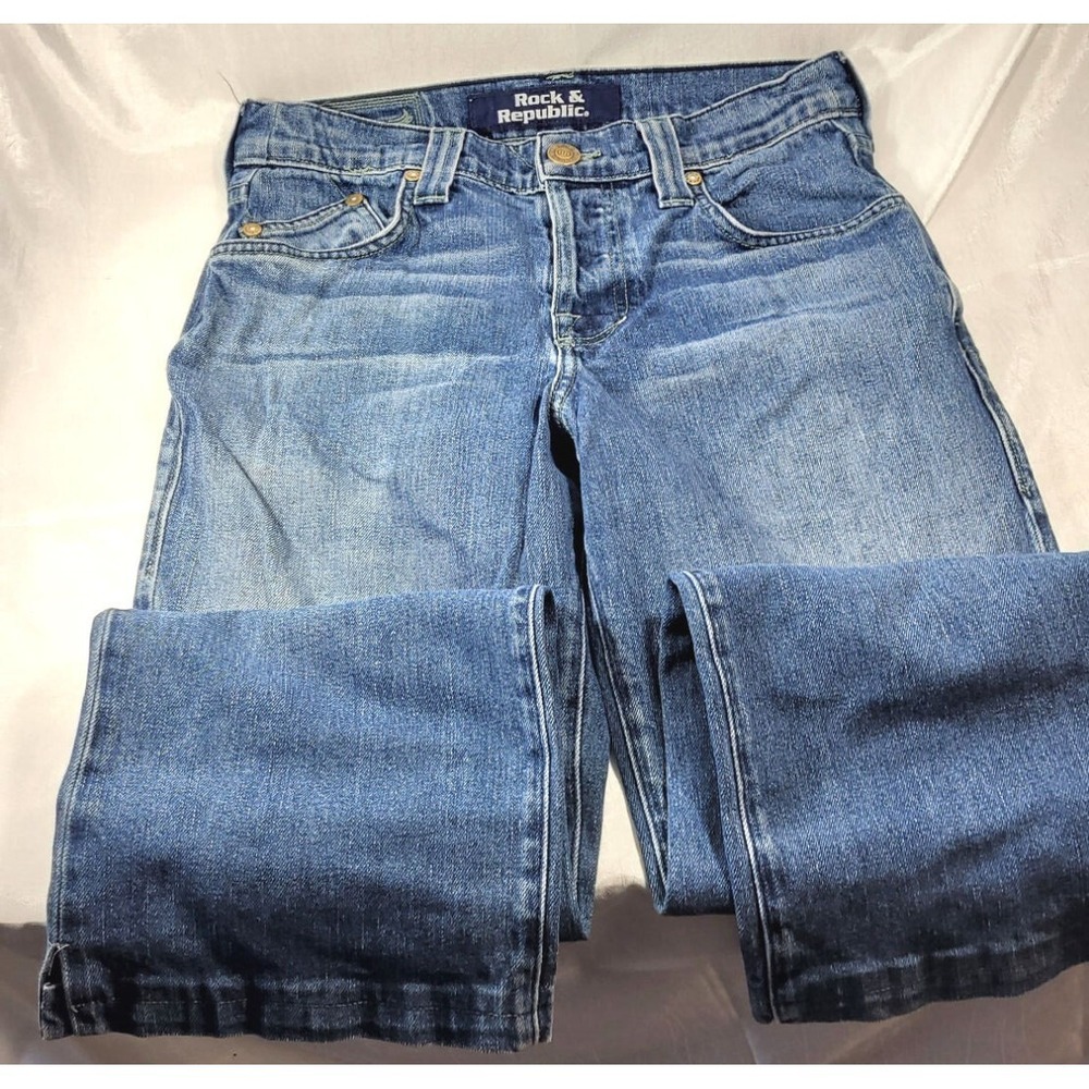 Rock & Republic Straight Leg Cropped Blue Jeans 30" Waist 26"‎ Inseam